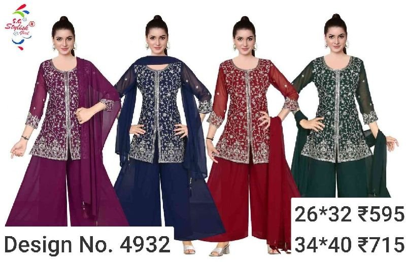 Des. No. 4932 Ladies Party Wear Palazzo Suit