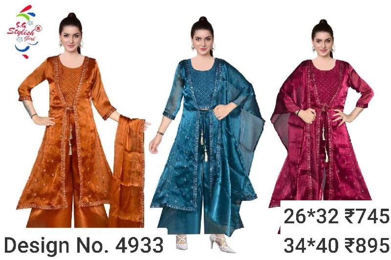 Des. No. 4933 Ladies Party Wear Palazzo Suit