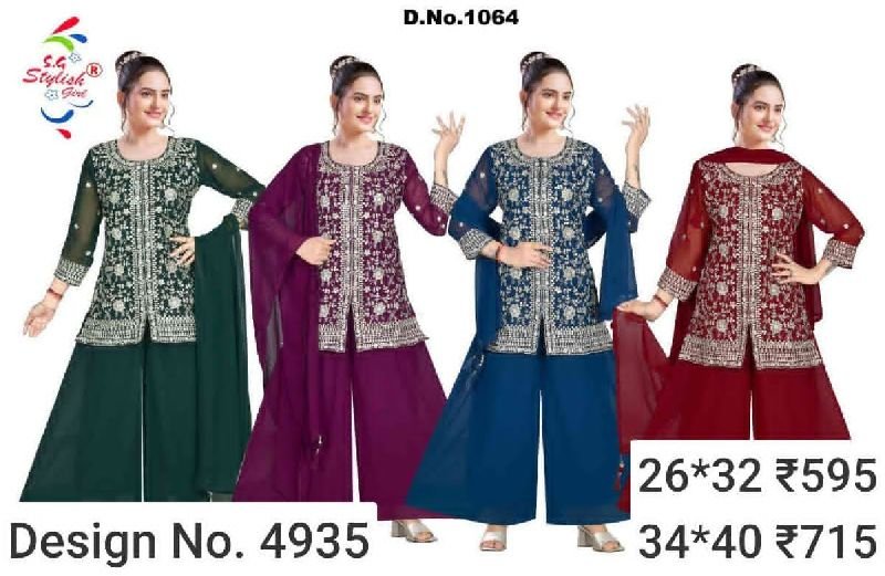 Des. No. 4935 Ladies Party Wear Palazzo Suit