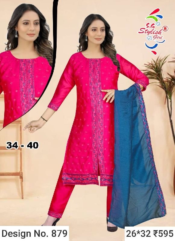 Des. No. 879 Ladies Pink Pant Suit