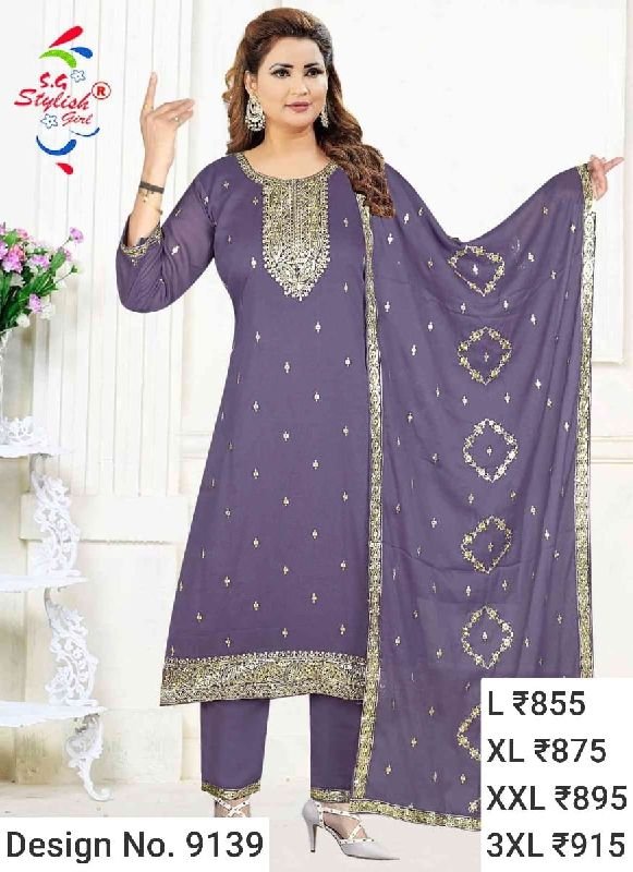 Des. No. 9139 Ladies Purple Pant Suit