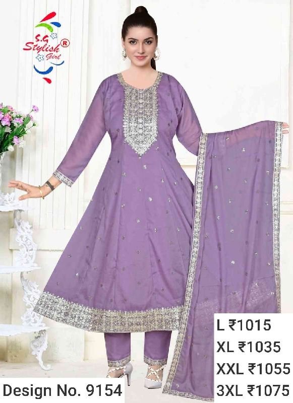 Des. No. 9154 Ladies Purple Pant Suit