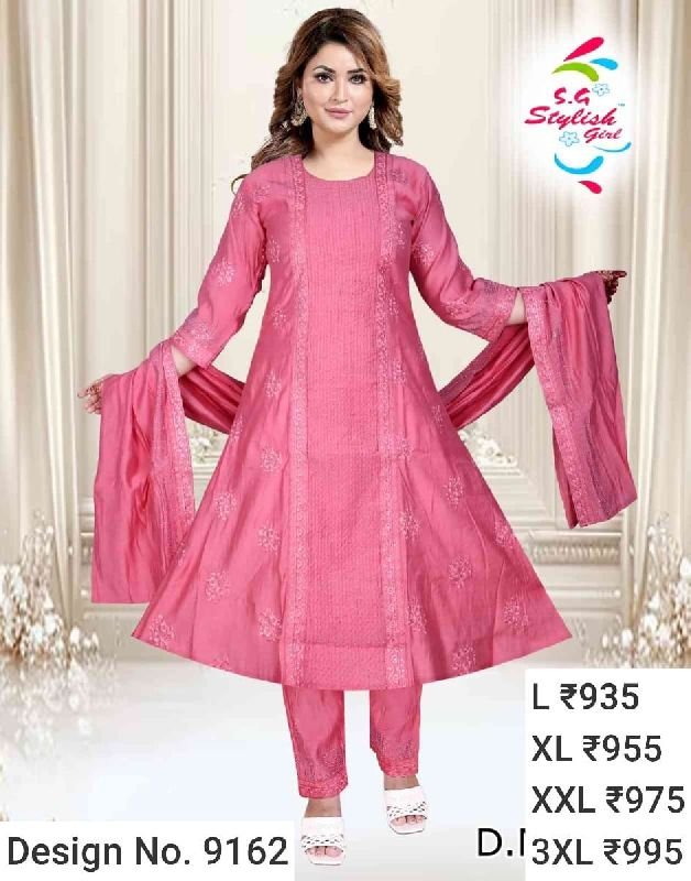 Des. No. 9162 Ladies Pink Pant Suit