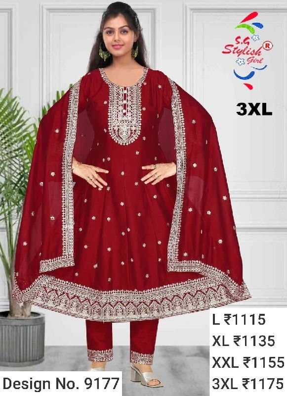 Des. No. 9177 Ladies Maroon Pant Suit