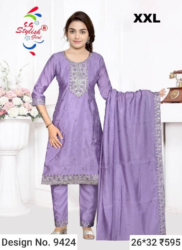 Des. No. 9424 Ladies Purple Pant Suit