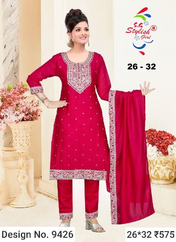 Des. No. 9426 Ladies Red Pant Suit