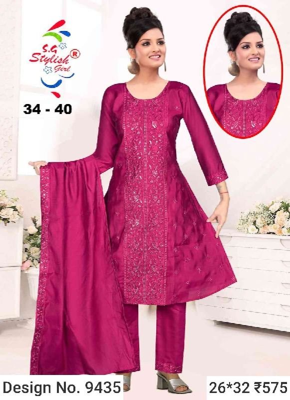 Des. No. 9435 Ladies Pink Pant Suit