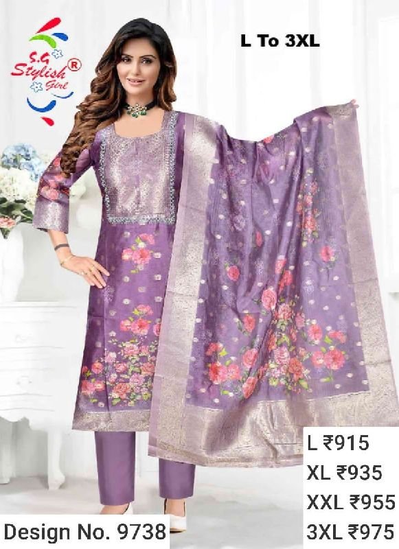 Des. No. 9738 Ladies Purple Pant Suit