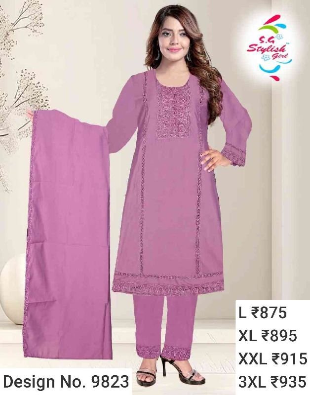 Des. No. 9823 Ladies Purple Pant Suit
