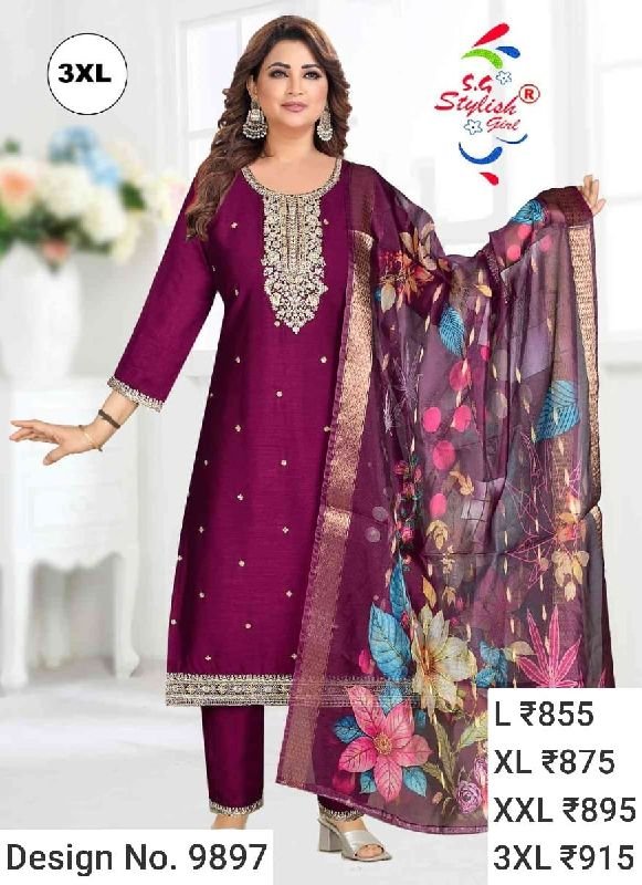 Des. No. 9897 Ladies Wine Pant Suit