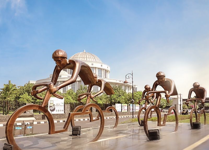 Cyclist Bronze Metal Sculpture - NMMC