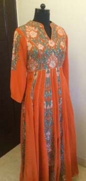 Orange Anarkali Georgette Suit