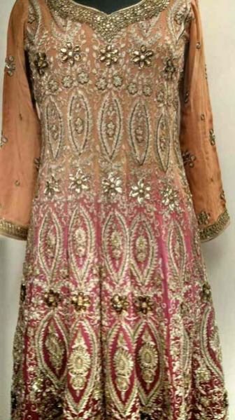 Orange Magenta Shaded Georgette Anarkali Suit