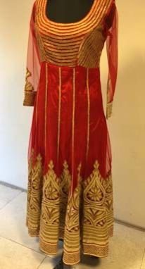 Red Net Anarkali Suit