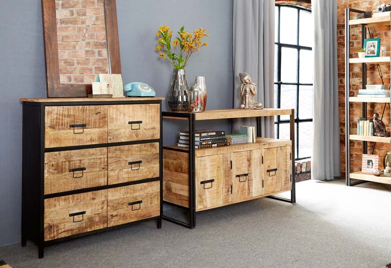 Upcycled Industrial Mintis 6 Drawer Chest