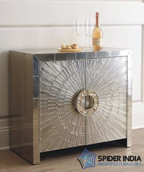 White Metal Inlay Cabinet