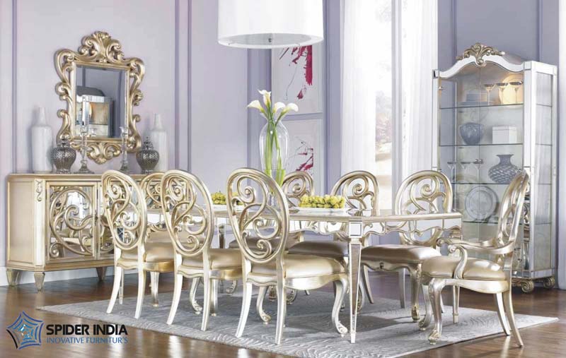 White Metal Inlay Dining Set