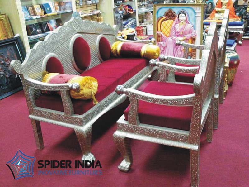 White Metal Inlay Sofa Set