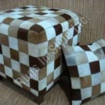 Leather Puff & Cushion Beige (Brown)