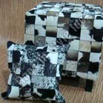 Leather Stool & Cushion (black)