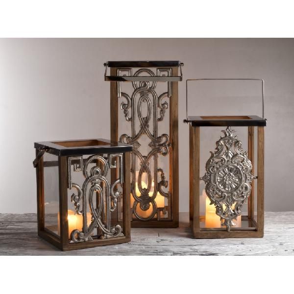 Wooden & Metal Candle Lantern (Item 207)