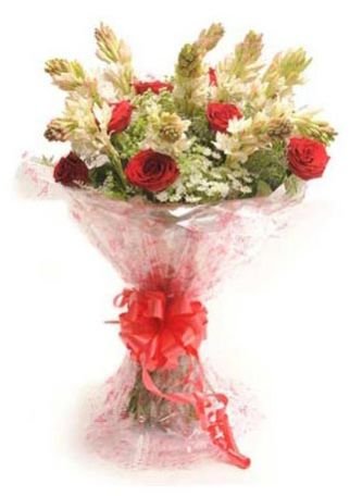 Rose and Rajnigandha  Flower Bunch