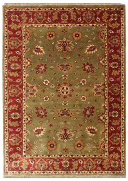 Hand Knotted Sultanabad Green Rust Rug