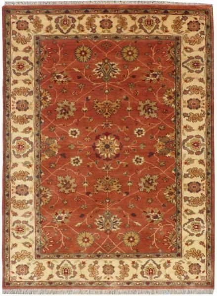 Hand Knotted Sultanabad Rust Beige Rug
