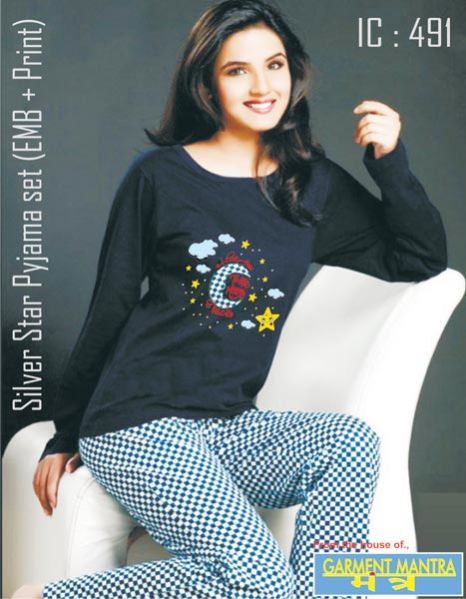Silver Star Pyjama Set Emb + Print IC 491