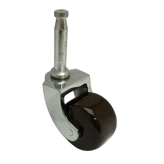 Chrome Gripneck castor with brown cermic wheel