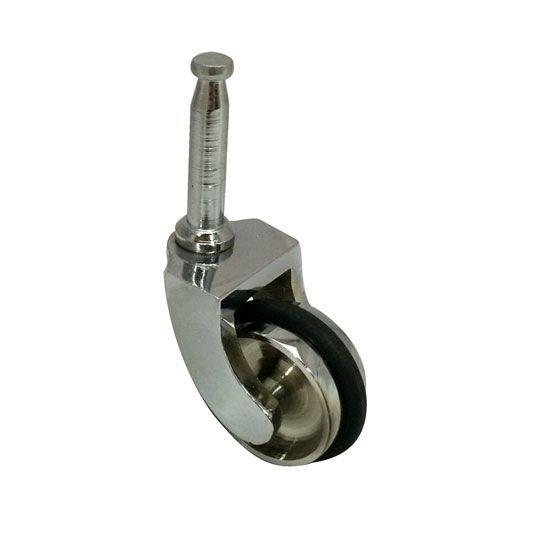 Chrome Gripneck castor with Rubber tyre wheel