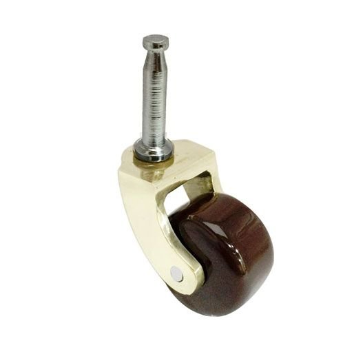 Polish Brass Gripneck castor with brown cermic wheel