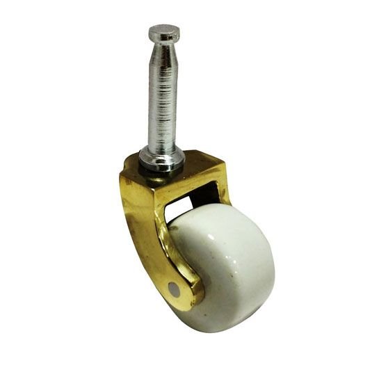 Polish Brass Gripneck castor with white cermic wheel