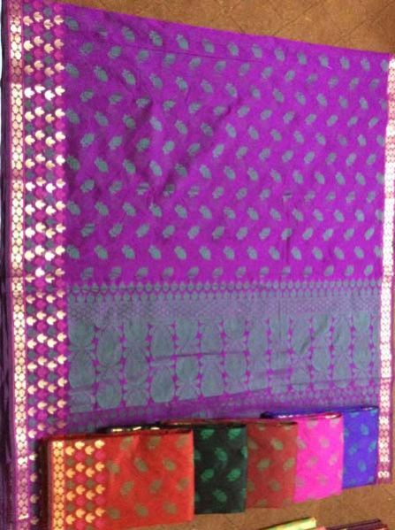 Cotton Mix Sarees With Diya Pattern Zari And Meena Border