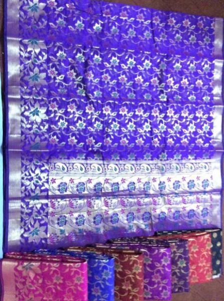 Cotton Mix Sarees With Meena Jaal Skirt Border