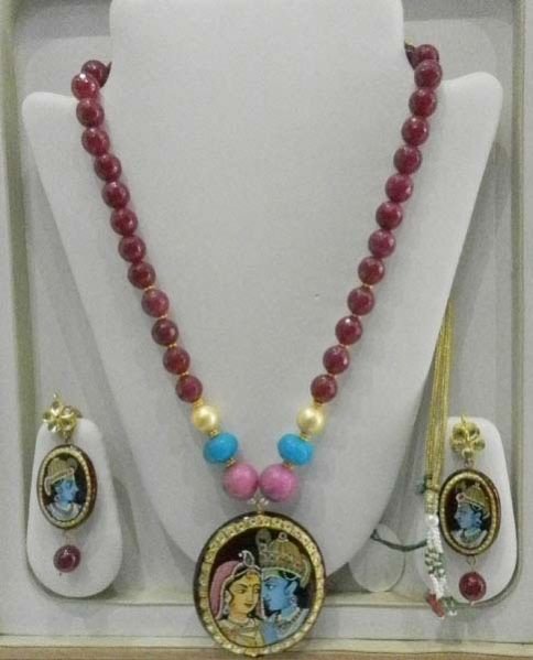 Stone Painting Necklace Set