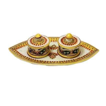 BH-MR-08 Marble Decorative Box and Tray Set