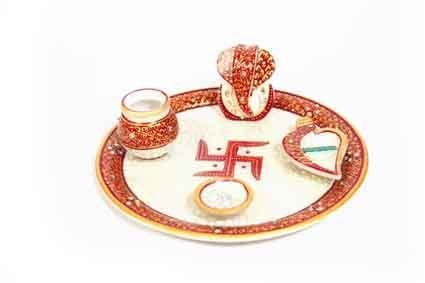 BH-MR-26 Marble Decorative Pooja Thali