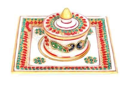 BH-MR-43 Marble Decorative Box and Tray Set