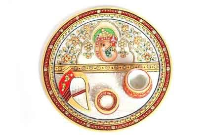 BH-MR-46 Marble Decorative Pooja Thali