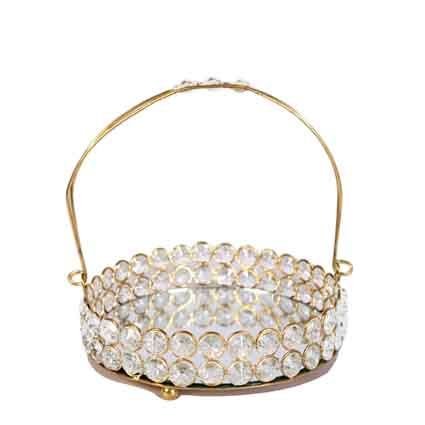 Brass and Crystal Basket with Handle 02