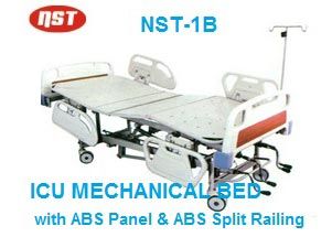 NST-01B ICU Mechanical Bed with ABS Panel & ABS Split Railing