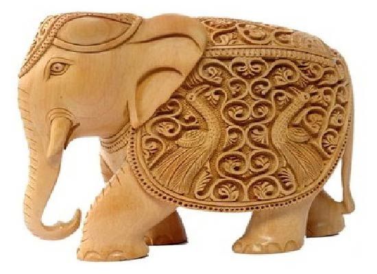 Carved Elephant With Shikar 01