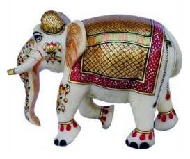 Marble Stone Elephant Painted