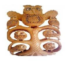Wooden Jali Owl on Tree