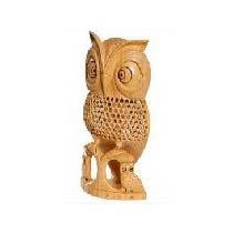 Wooden Jali Owl Side Face