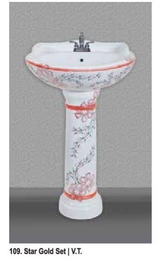 109 Star Gold  Vitrosa Pedestal Wash Basin