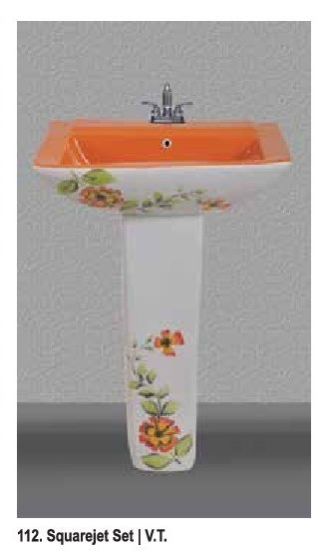 111 Squarejet Vitrosa Pedestal Wash Basin