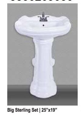Big Sterling Ceramic Pedestal Wash Basin