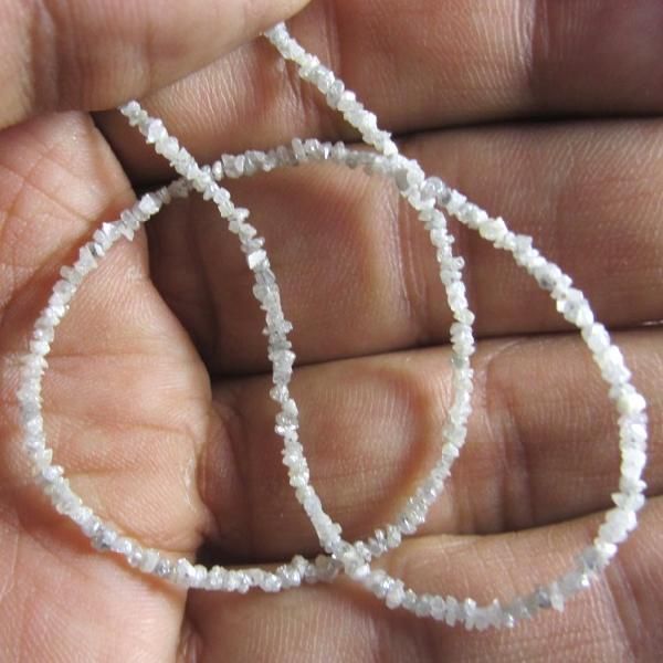 White Color Rough Diamond Beads Necklace 02